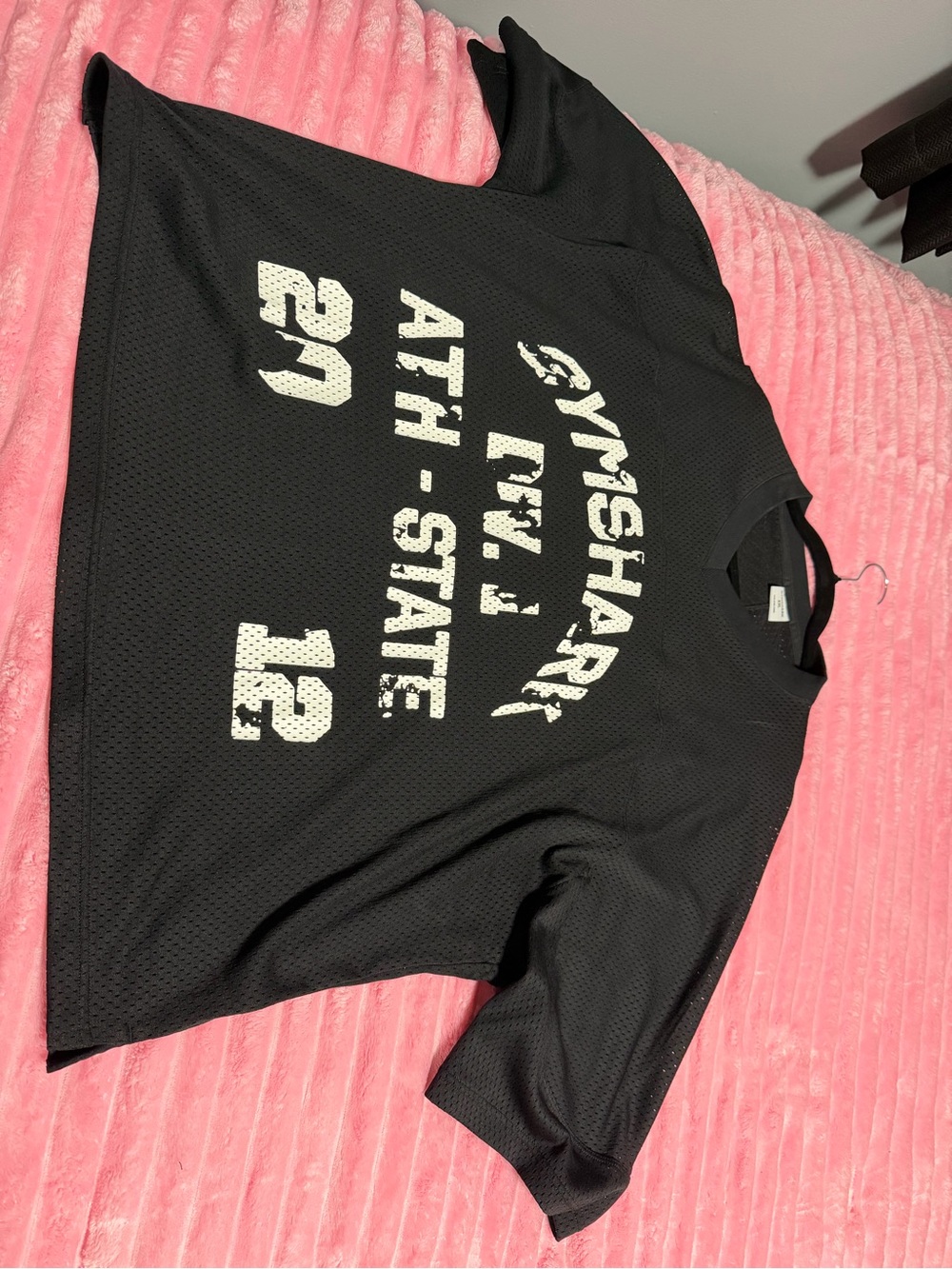 Gymshark Black Mesh Athletic Tee with White Print